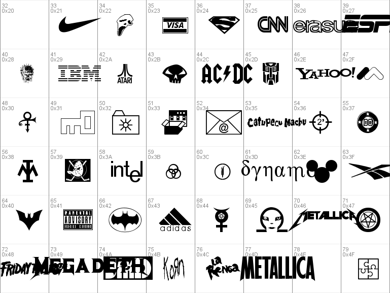 Download free Famous Logos font, free dahot.famlogs_.ttf Regular font ...