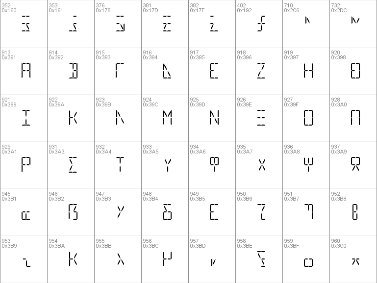 16 segment display font