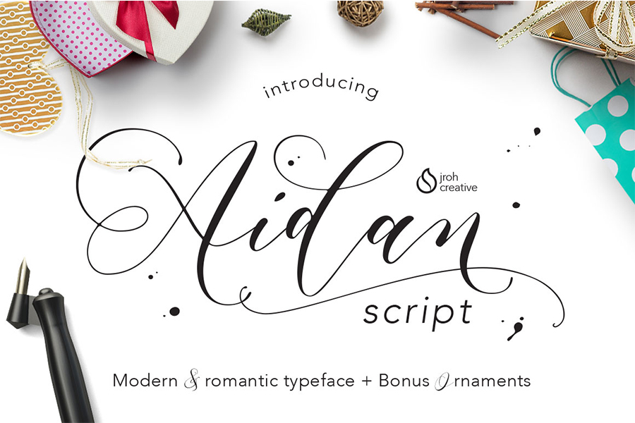 Aidan script free tester font