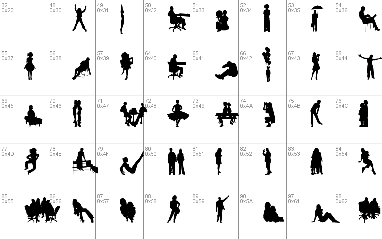 Human Silhouettes Free Four font