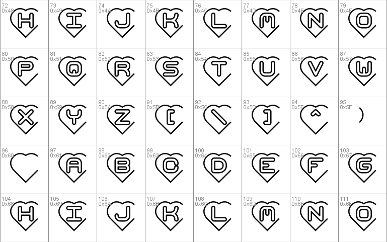 Hearts BRK font