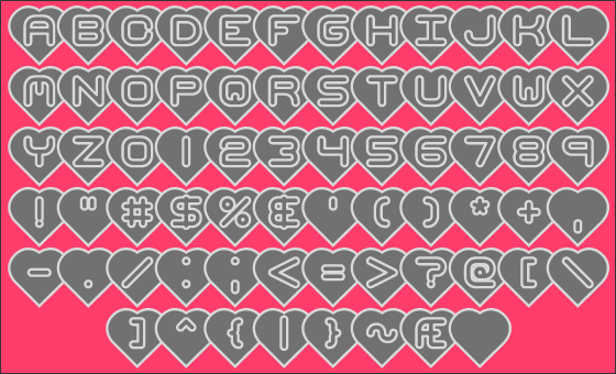 Hearts BRK font