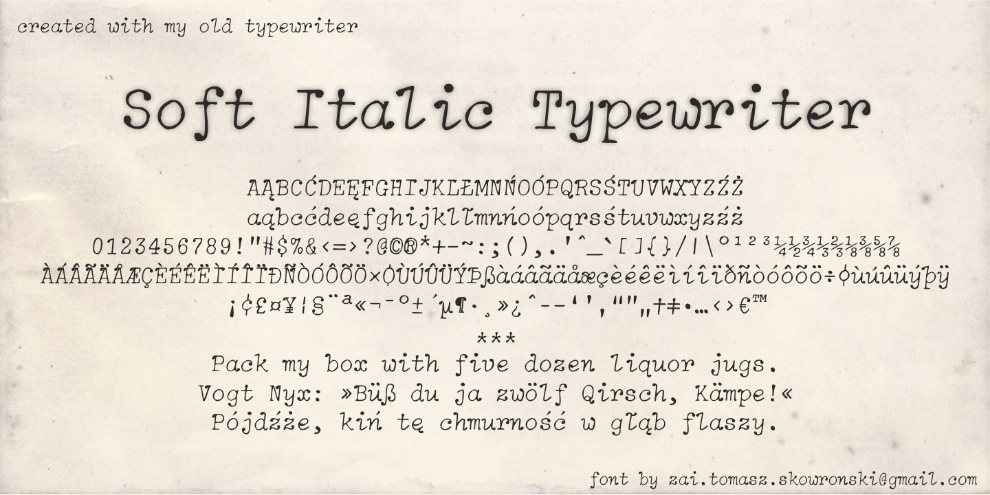 zai Soft Italic Typewriter font