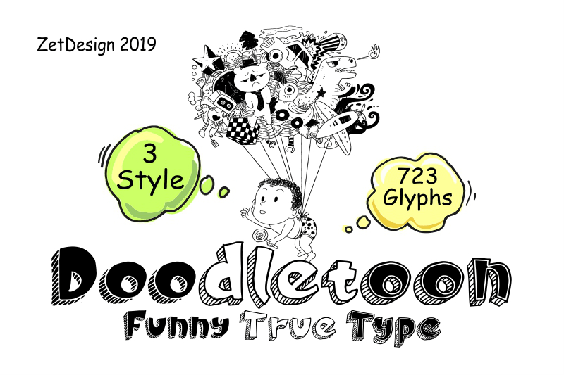 Doodletoon line font