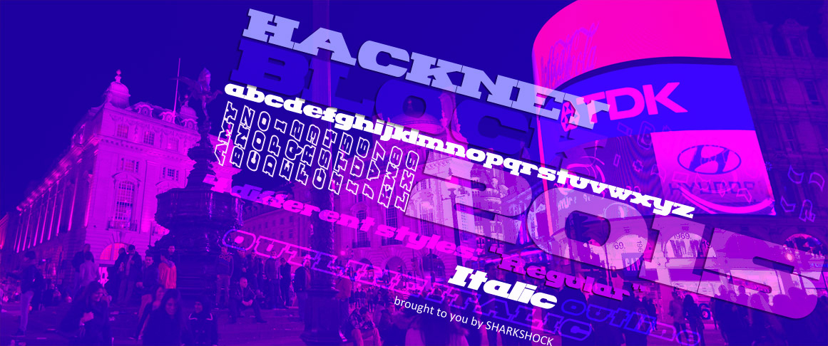 Hackney Block Outline font