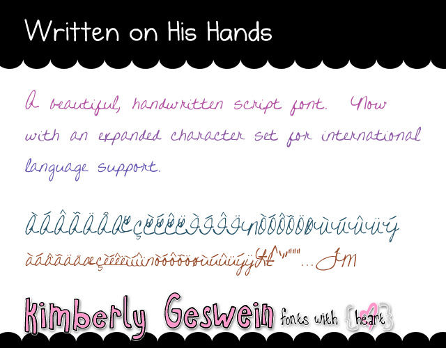 Written on His Hands font