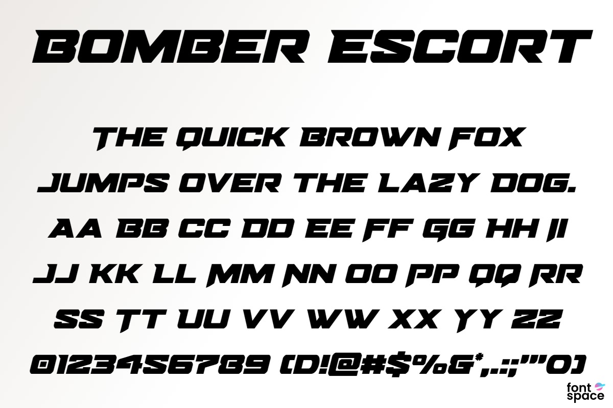 Bomber Escort Outline Italic font