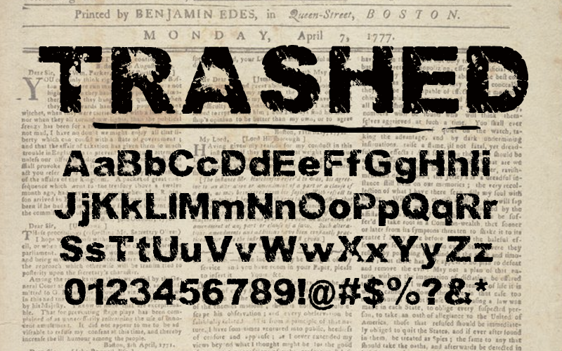 Trashed light font