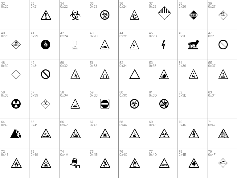 Download free Hazard Signs font, free Hazard__.ttf Regular font for Windows