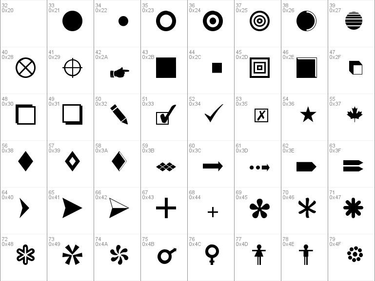 Download free Symbols font, free Symbols_Normal.ttf Normal font for Windows