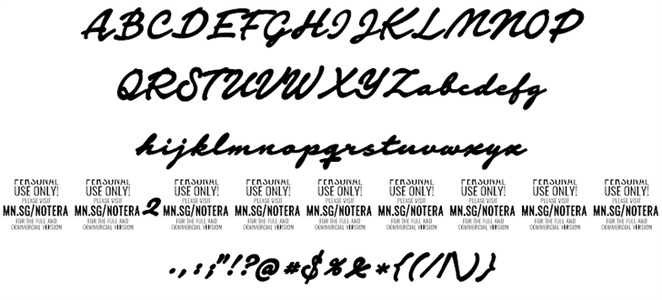 Notera 2 PERSONAL USE ONLY font