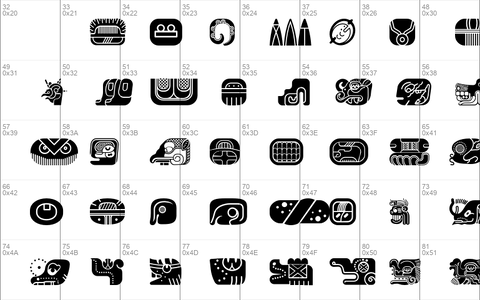 mayan glyphs outline