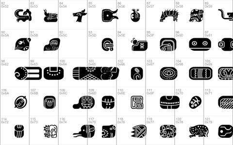 mayan glyphs outline