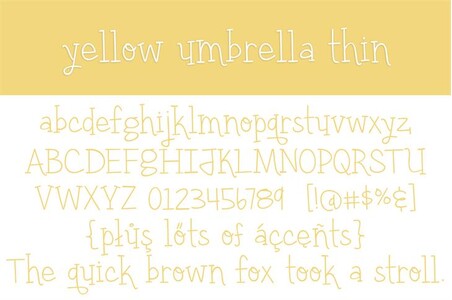 yellow umbrella thin font