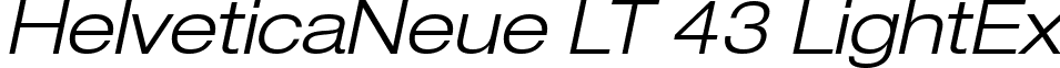 HelveticaNeue LT 43 LightEx font - Helvetica LT 43 Light Extended Oblique.ttf