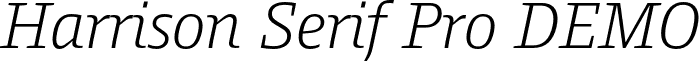 Harrison Serif Pro DEMO font - HarrisonSerifProDEMO-LightItalic.otf